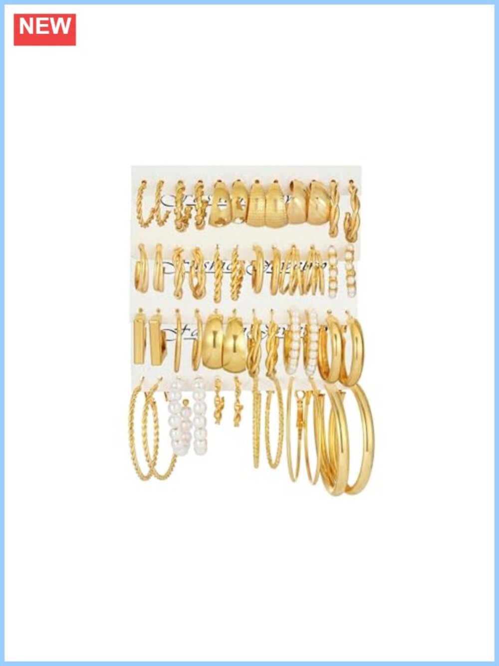 24 Pair Hoop Earrings Set Alloy Lightweight Women Multiple Sizes